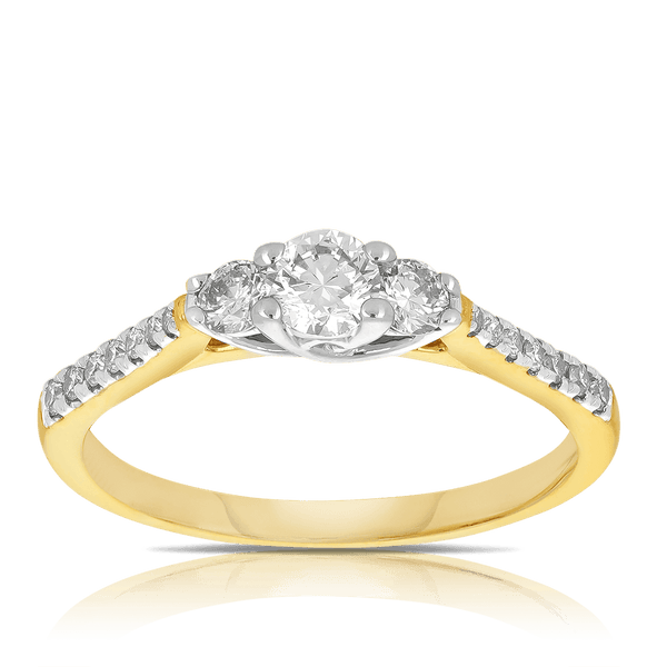 0.50ct TW Diamond Three Stone Engagement Ring in 9ct Yellow & White Gold - Wallace Bishop