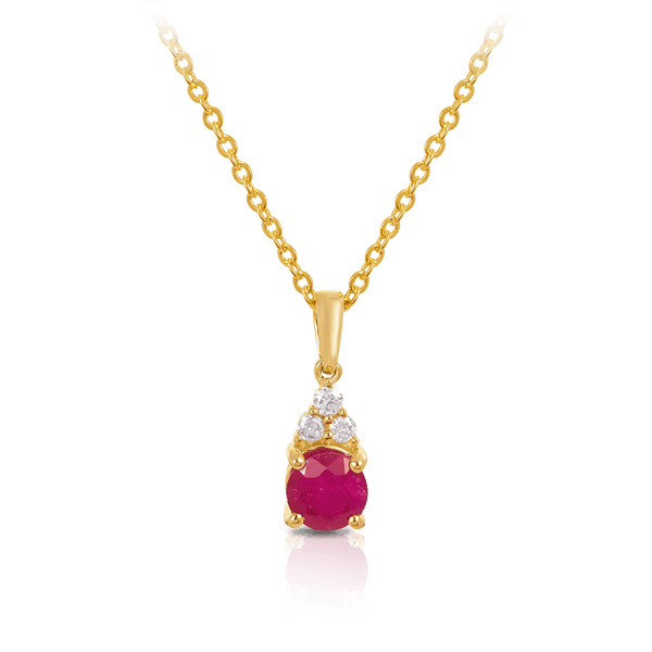 Ruby & Diamond Pendant in 9ct Yellow Gold - Wallace Bishop