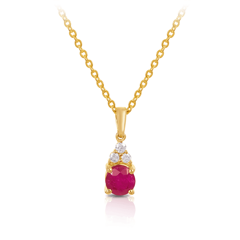 Ruby & Diamond Pendant in 9ct Yellow Gold - Wallace Bishop