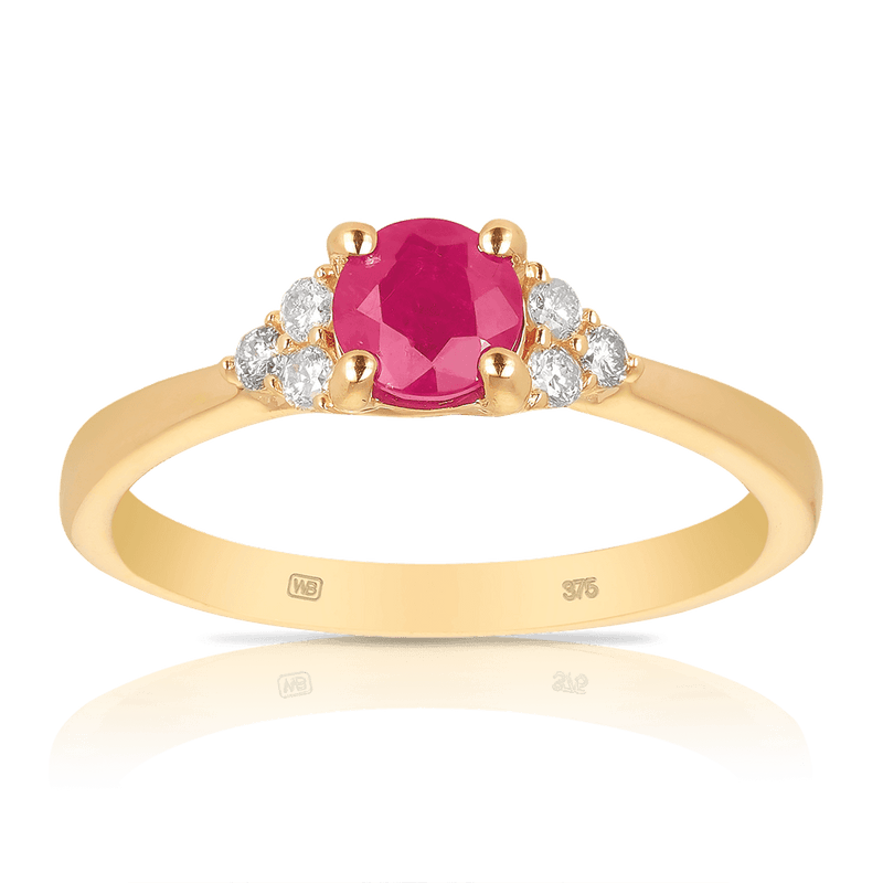 Ruby & Diamond Ring in 9ct Yellow Gold