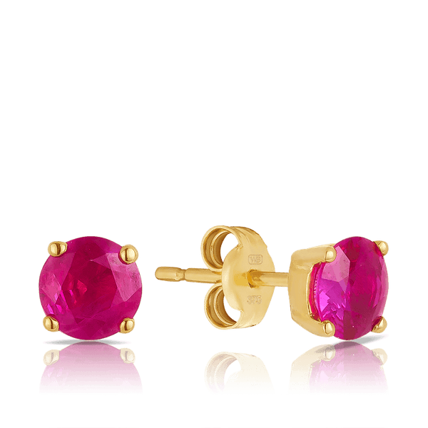 Ruby Stud Earrings in 9ct Yellow Gold - Wallace Bishop