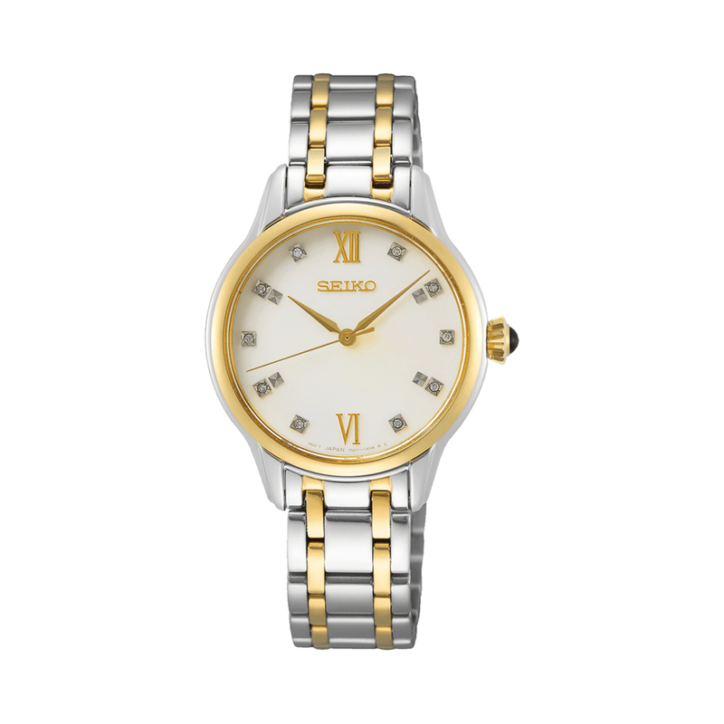 Seiko Caprice Women's 29.5mm Stainless Steel & Yellow IP Quartz Watch SRZ540P - Wallace Bishop