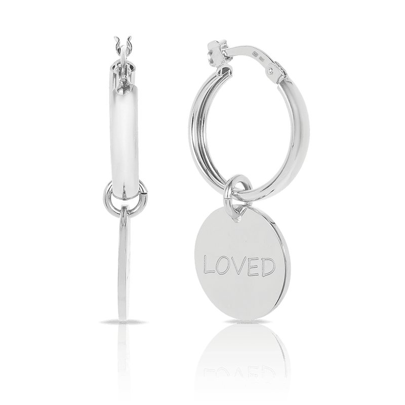 Sterling Silver "Loved" Hoops - Wallace Bishop