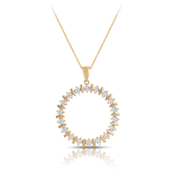 TW 0.0540ct Diamond Circle Necklace in 9ct Yellow Gold - Wallace Bishop