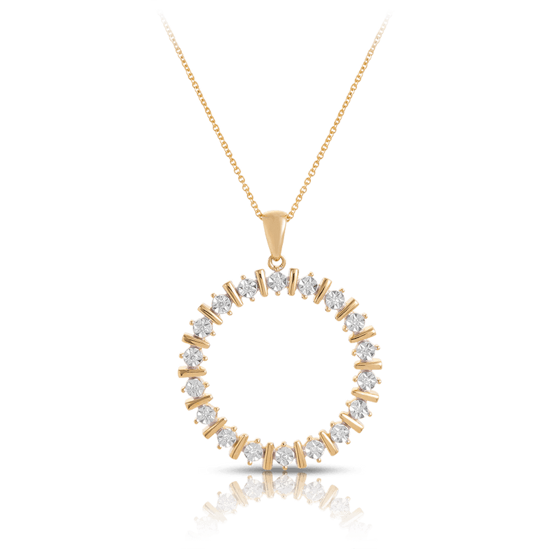 TW 0.0540ct Diamond Circle Necklace in 9ct Yellow Gold - Wallace Bishop