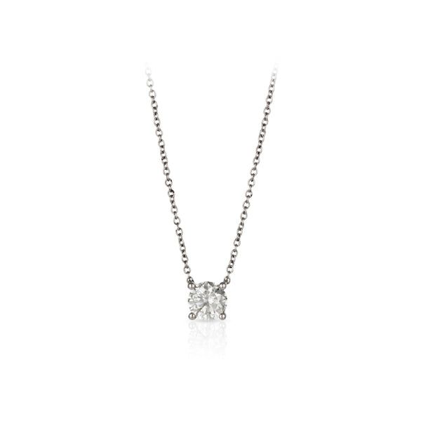 18ct White Gold Solitaire Necklace Diamond TGW 1