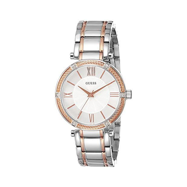 Guess Women's Silver and Rose Gold Plated Quartz Watch W0636L1