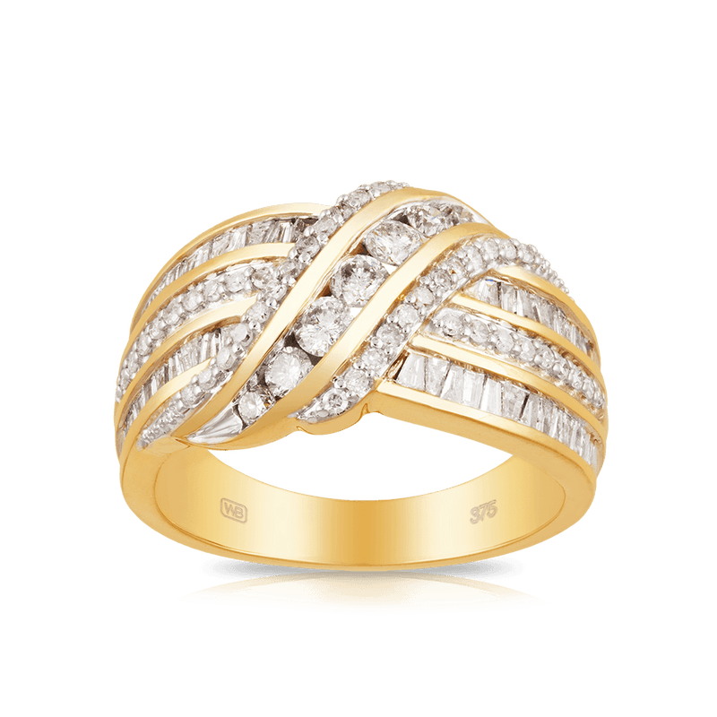 9ct Yellow Gold Diamond Dress Ring TW 1.00ct