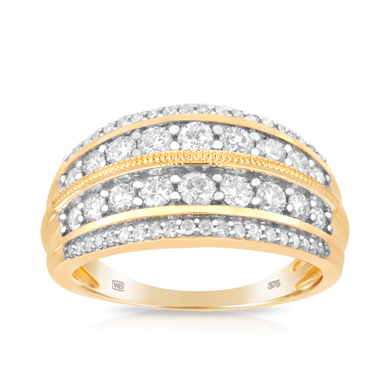 Round Brilliant Cut Diamond Dress Ring in 9ct Yellow Gold TDW 0.9ct