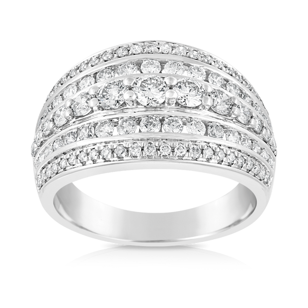 Round Brilliant Cut Diamond Dress Ring set in 9ct White Gold. Total Diamond Weight 1.00ct
