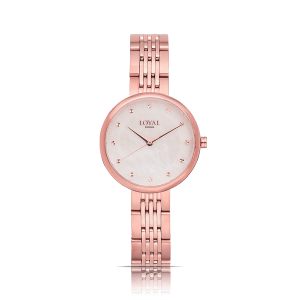 Loyal Women's Enigma Rose Plated Quartz Dress Watch Mother-Of-Pearl Dial