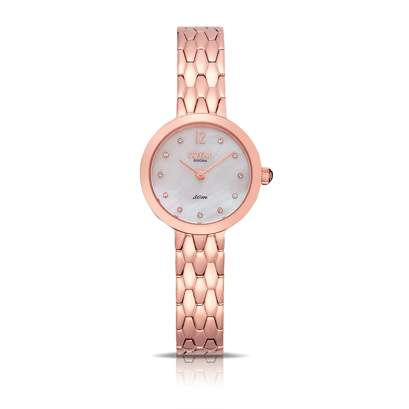 Loyal Women's Enigma Rose PVD Quartz Dress Watch Mother-Of-Pearl Dial