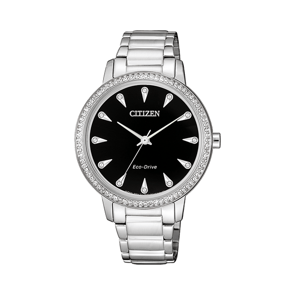 Citizen Women's Stainless Steel Eco Drive Dress Watch Black Dial