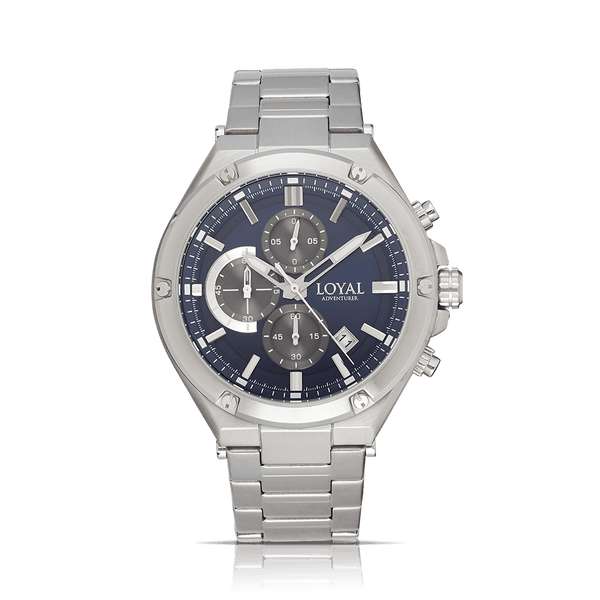 Loyal Men's Adventurer Stainless Steel Quartz Chronograph Sport Watch Blue Dial