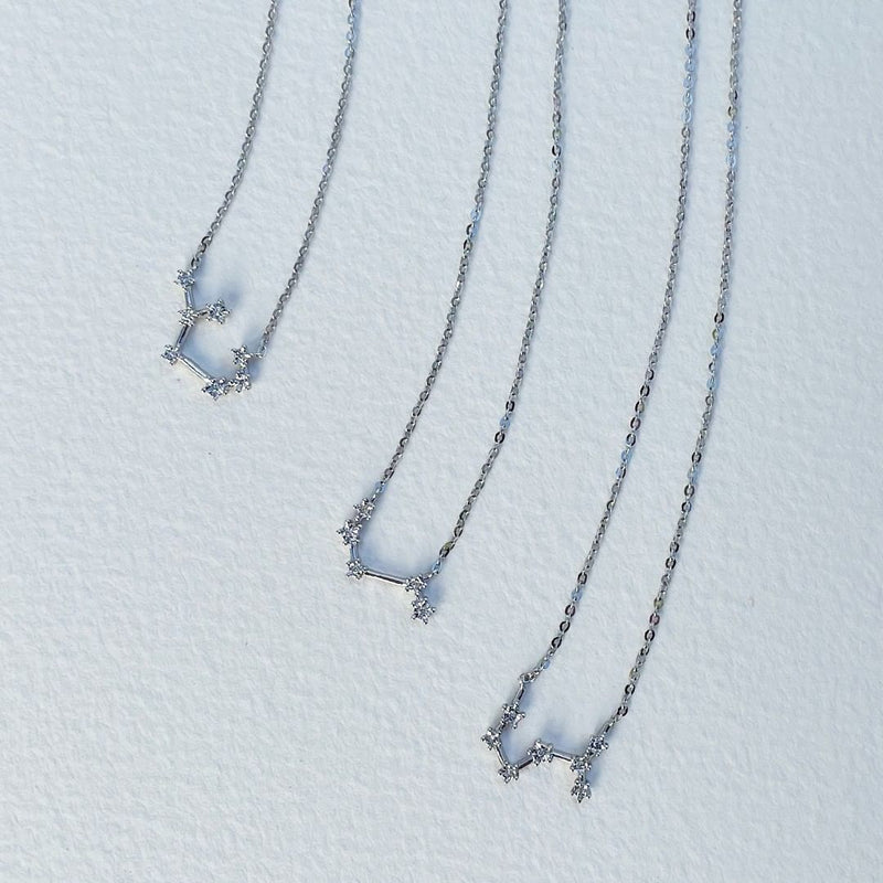 Sagittarius Zodiac Constellation Diamond Necklace in Sterling Silver