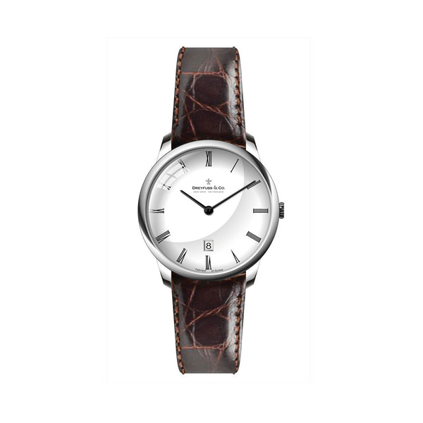 Dreyfuss & Co Stainless Steel Men's Dress Watch With Leather Strap DGS00135-01