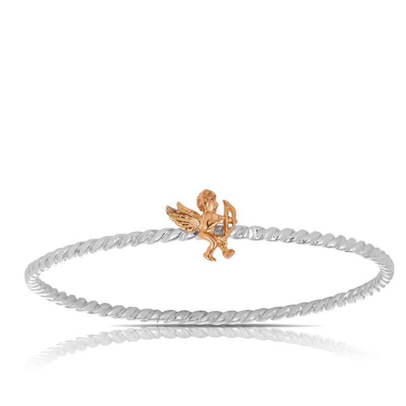 Sterling Silver and 9ct Rose Gold Angel Bangle