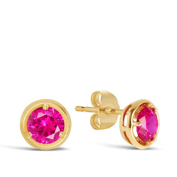 Created Ruby Earrings in 9ct Yellow Gold