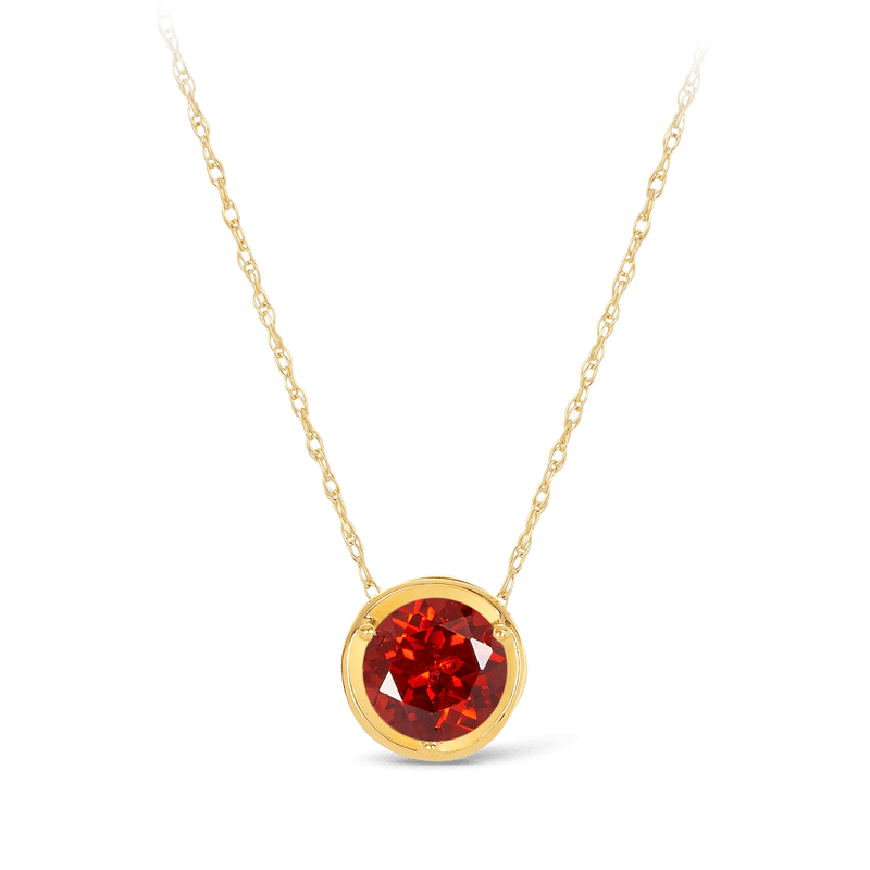Created Round Ruby & Diamond Reversible Necklace in 9ct Yellow Gold TDW 0.01ct