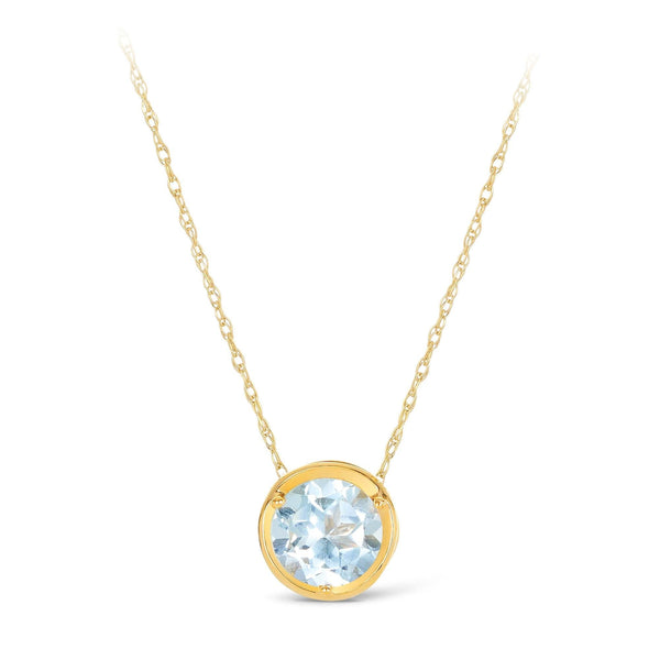 Blue Topaz & Diamond Reversible Necklace in 9ct Yellow Gold