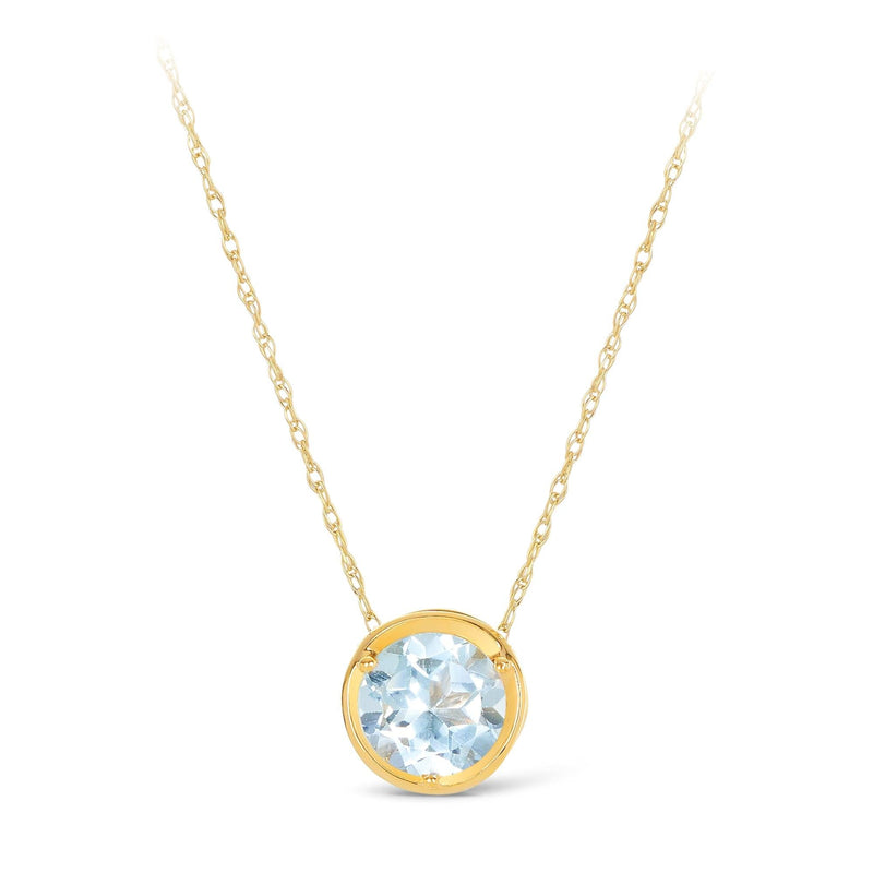 Blue Topaz & Diamond Reversible Necklace in 9ct Yellow Gold