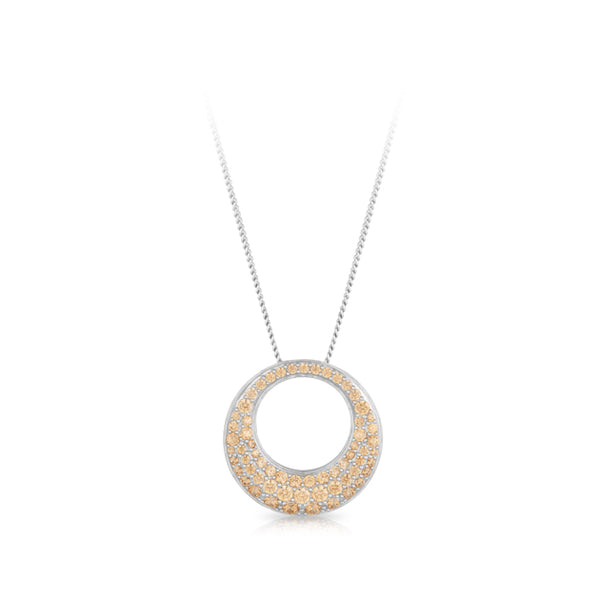 9ct White Gold Pave Set Pendant Necklace Made With Swarovski