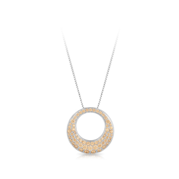 9ct White Gold Pave Set Pendant Necklace Made With Swarovski