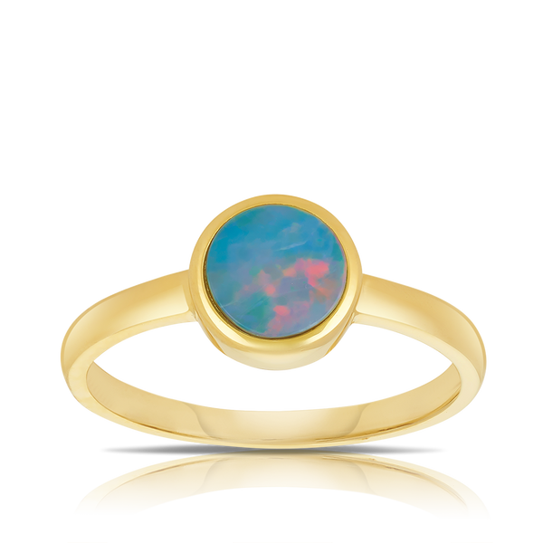 Opal Round Ring in 9ct Yellow Gold