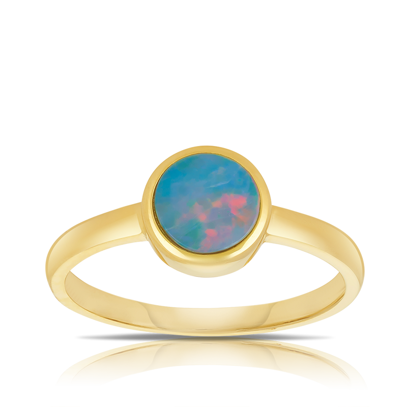 Opal Round Ring in 9ct Yellow Gold
