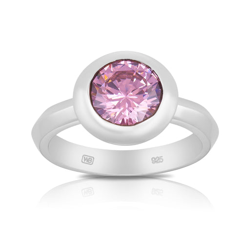 Pink Cubic Zirconia Ring made in Sterling Silver