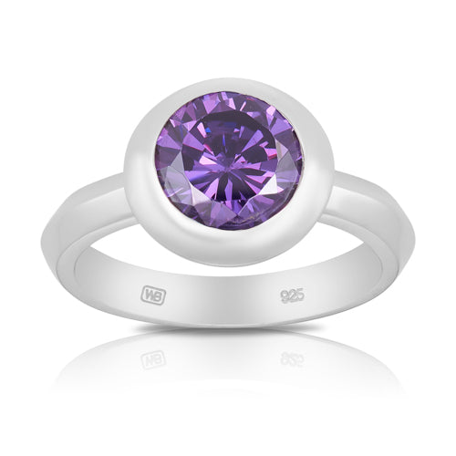 Purple Cubic Zirconia Ring in Sterling Silver
