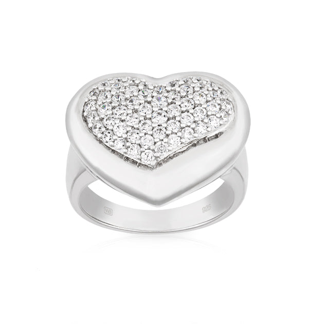 Sterling Silver Pave Set Ring Made with Swarovski