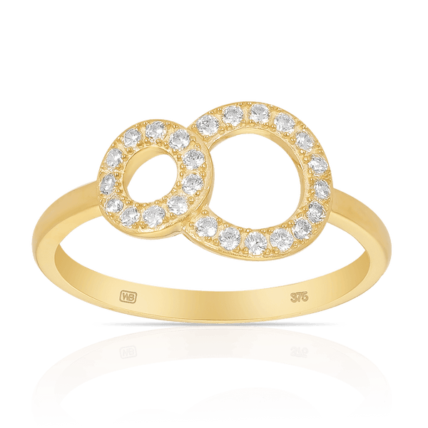 Cubic Zirconia Overlapping Circle Dress Ring in 9ct Yellow Gold