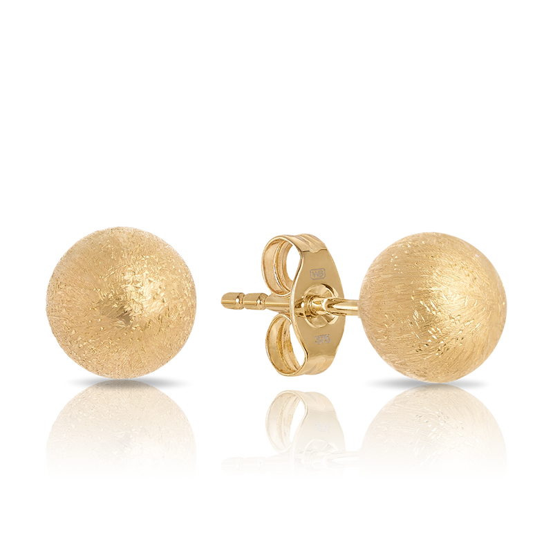 Textured Ball Stud Earrings in 9ct Yellow Gold