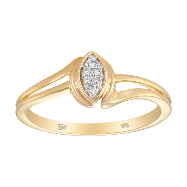 Marquise 9ct Yellow Gold Ring with Single Cut Diamonds TDW 0.03ct