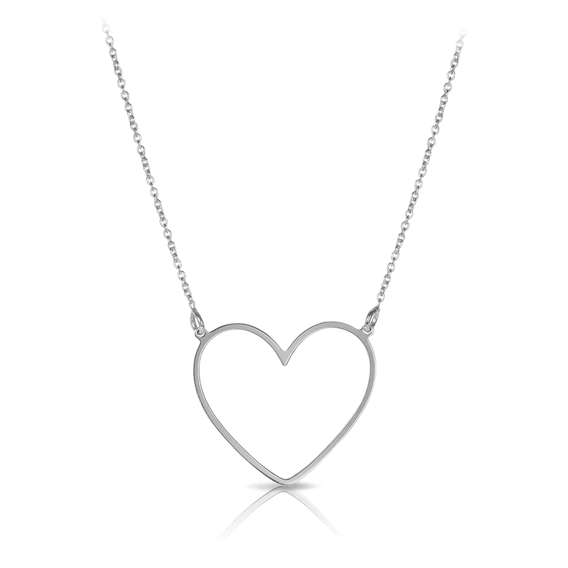 Open Heart Necklace in Sterling Silver