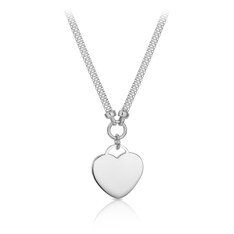 Engravable Heart Necklace in Sterling Silver