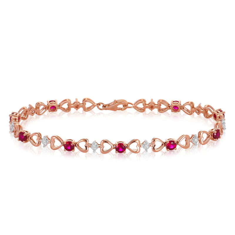 Create Ruby and Diamond Tennis Bracelet in 9ct Rose Gold