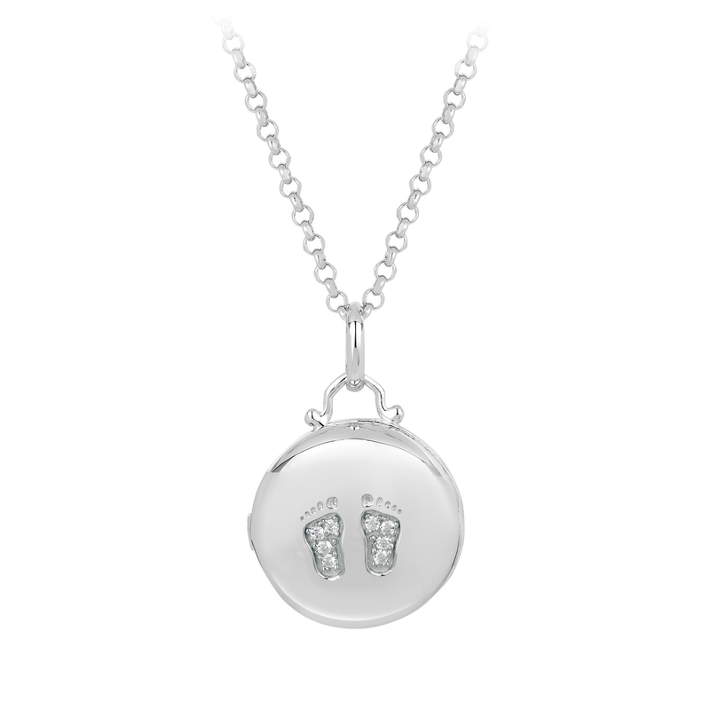 Sterling Silver Footprints Locket Pendant