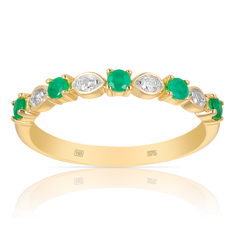 9ct Yellow Gold Emerald Ring TGW 0.41