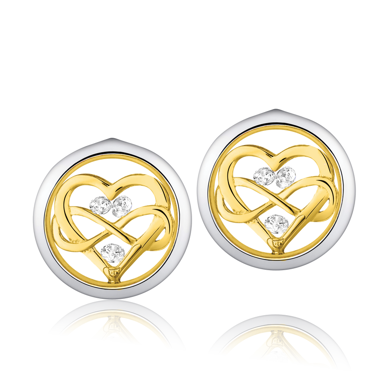 ASTRA Love Everlasting Cubic Zorcinia Stud Earrings in Sterling Silver and Gold Plated