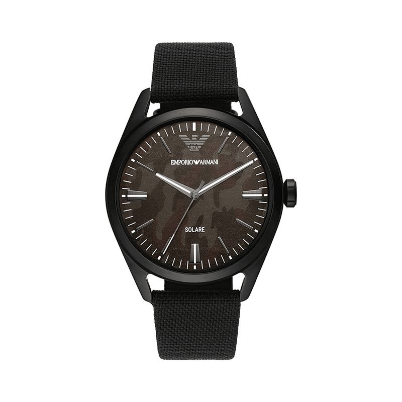 Armani Claudio Men's 41mm Black and Steel Solar Watch AR11397 - Wallace Bishop