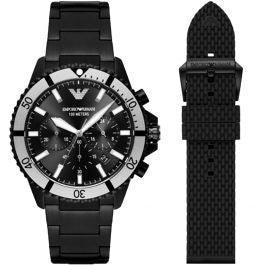 Armani Diver Men's 43mm Black and Steel Quartz Chronograph Watch AR80050 - Wallace Bishop