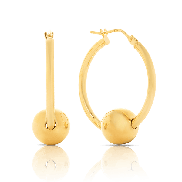 Ball Hoop Earrings in 9ct Yellow Gold - Wallace Bishop