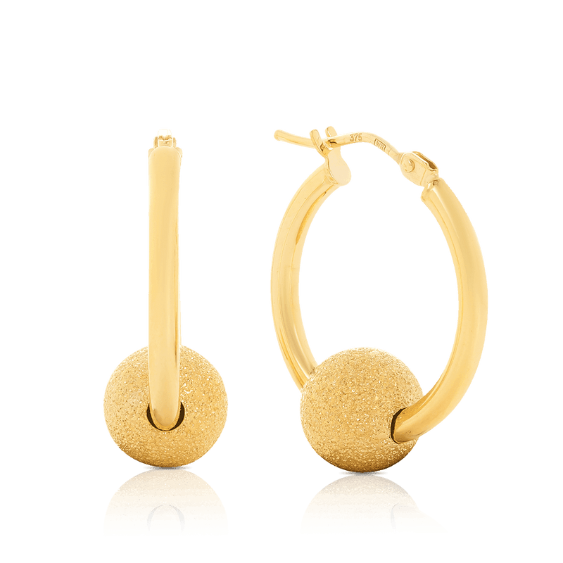 Ball Hoop Earrings in 9ct Yellow Gold - Wallace Bishop