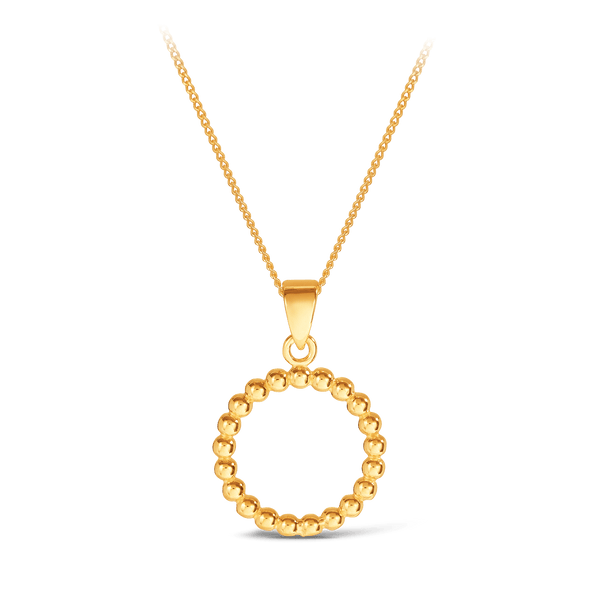 Beaded Circle Pendant in 9ct Yellow Gold - Wallace Bishop