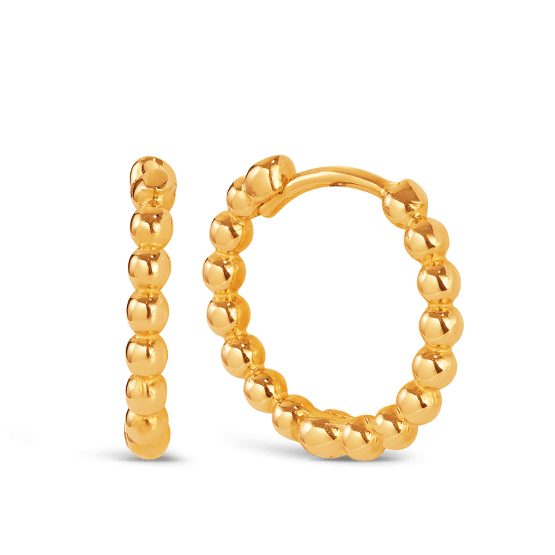 Beaded Hoop Earrings in 9ct Yellow Gold - Wallace Bishop