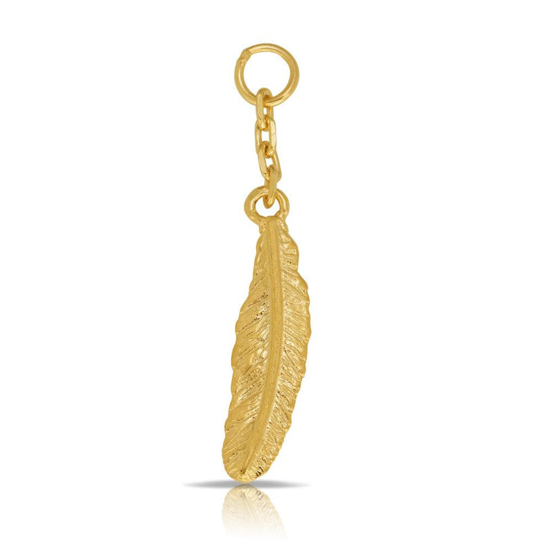Beyond Time Sterling Silver & Gold Plated Drop Feather Charm - Wallace Bishop