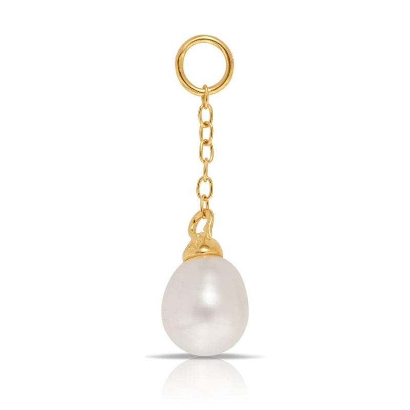 Beyond Time Sterling Silver & Gold Plated White Freshwater Pearl Drop Charm - Wallace Bishop