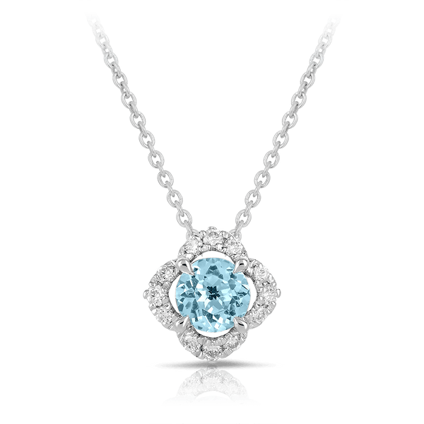Blue Topaz and Diamond Pendant in 9ct White Gold - Wallace Bishop
